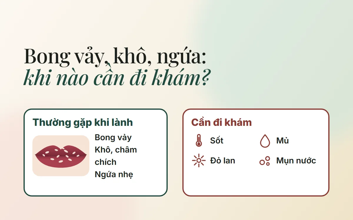 Môi sau phun bị bong vảy, khô, ngứa: điều gì bình thường và khi nào cần đi khám