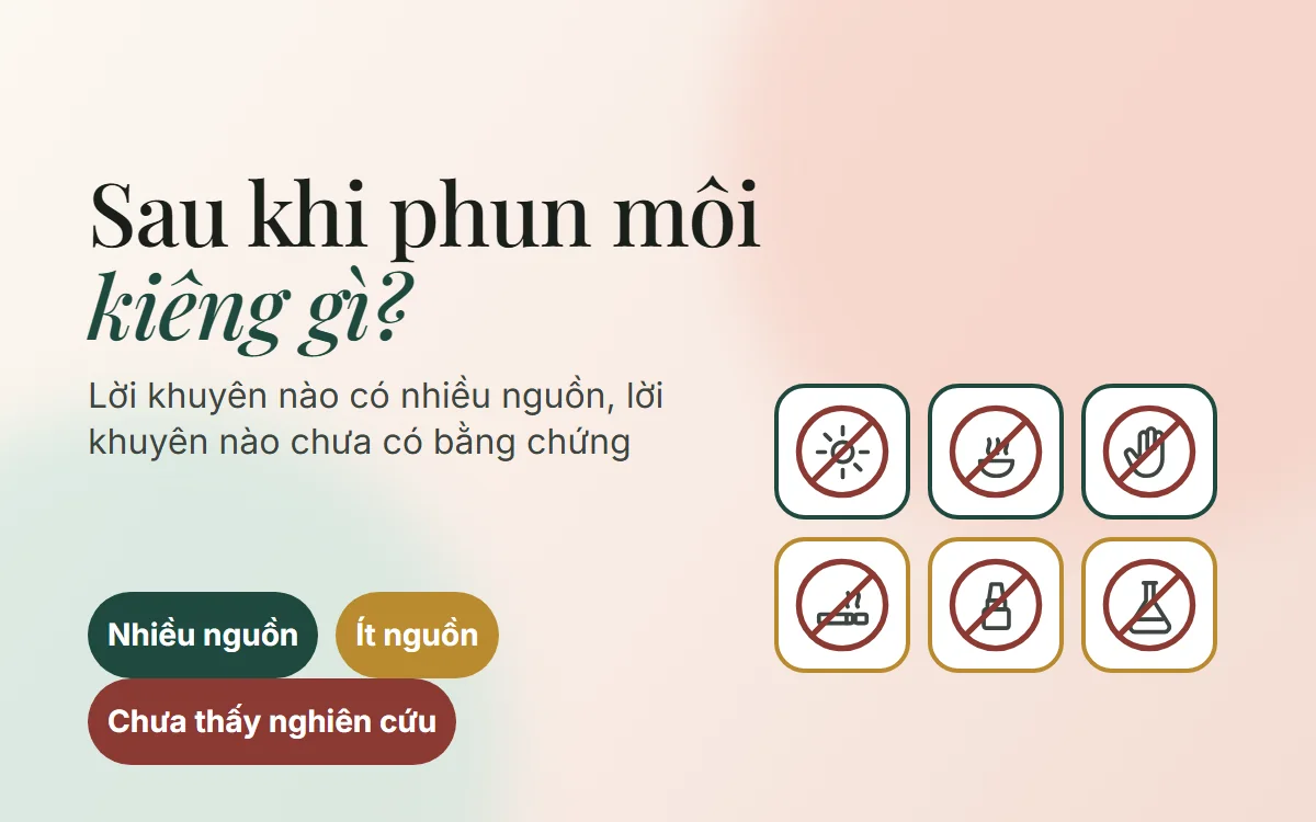 Sau khi phun môi kiêng gì? Lời khuyên nào có nhiều nguồn, lời khuyên nào chưa có bằng chứng