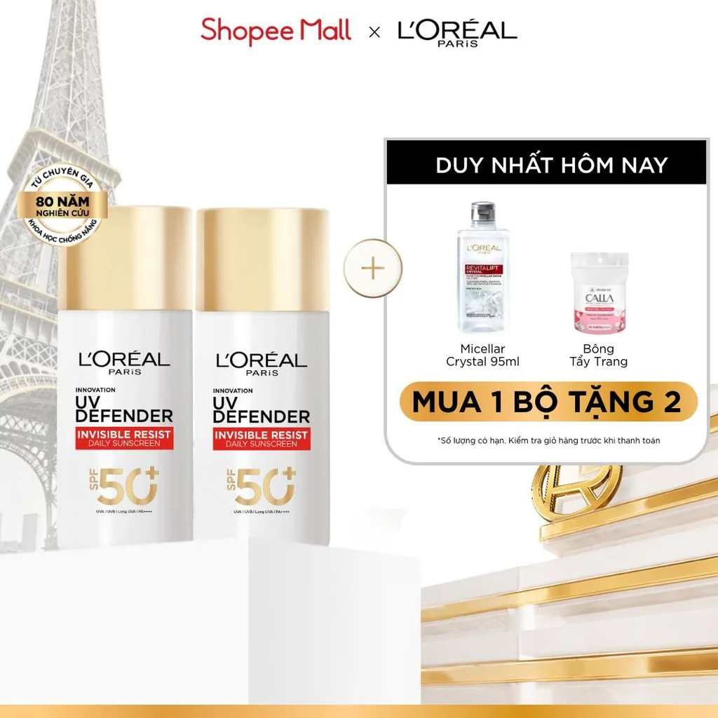 Bộ 2 kem chống nắng L'Oreal UV Defender Serum 50ml: Mỏng nhẹ đáng tiền