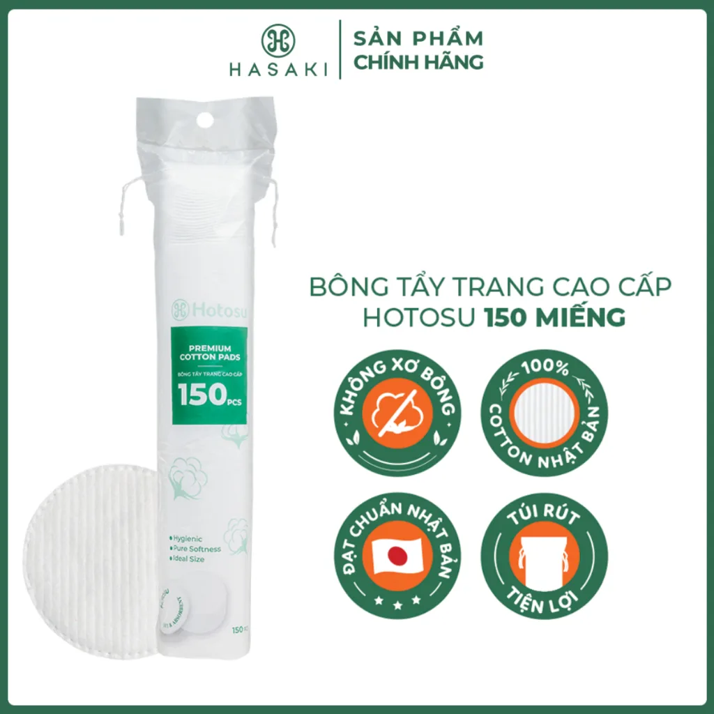Bông tẩy trang Hotosu 150 miếng: rẻ mà xịn cho da nhạy cảm?