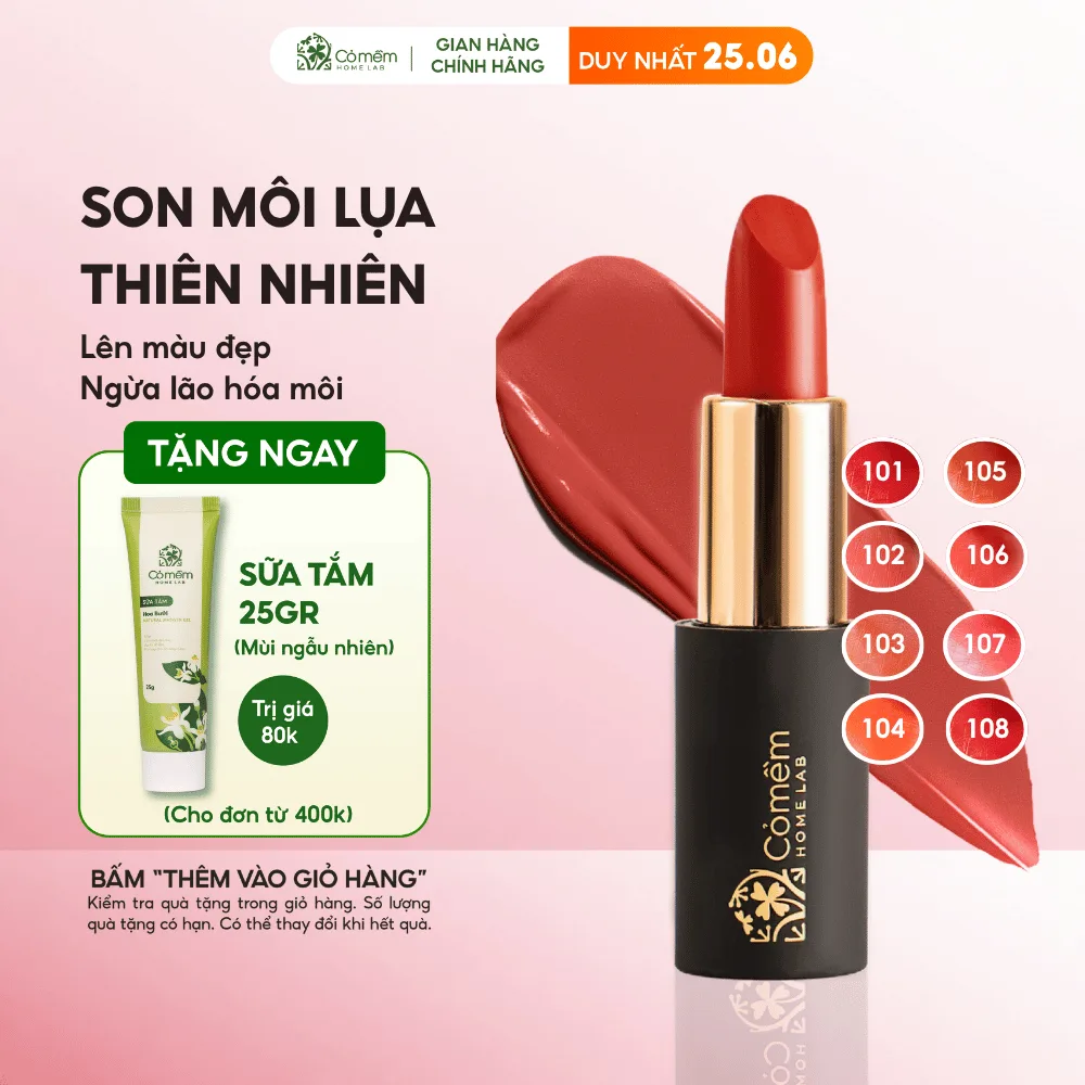 Son Môi Lụa Cỏ Mềm - Dưỡng Môi Từ Thiên Nhiên
