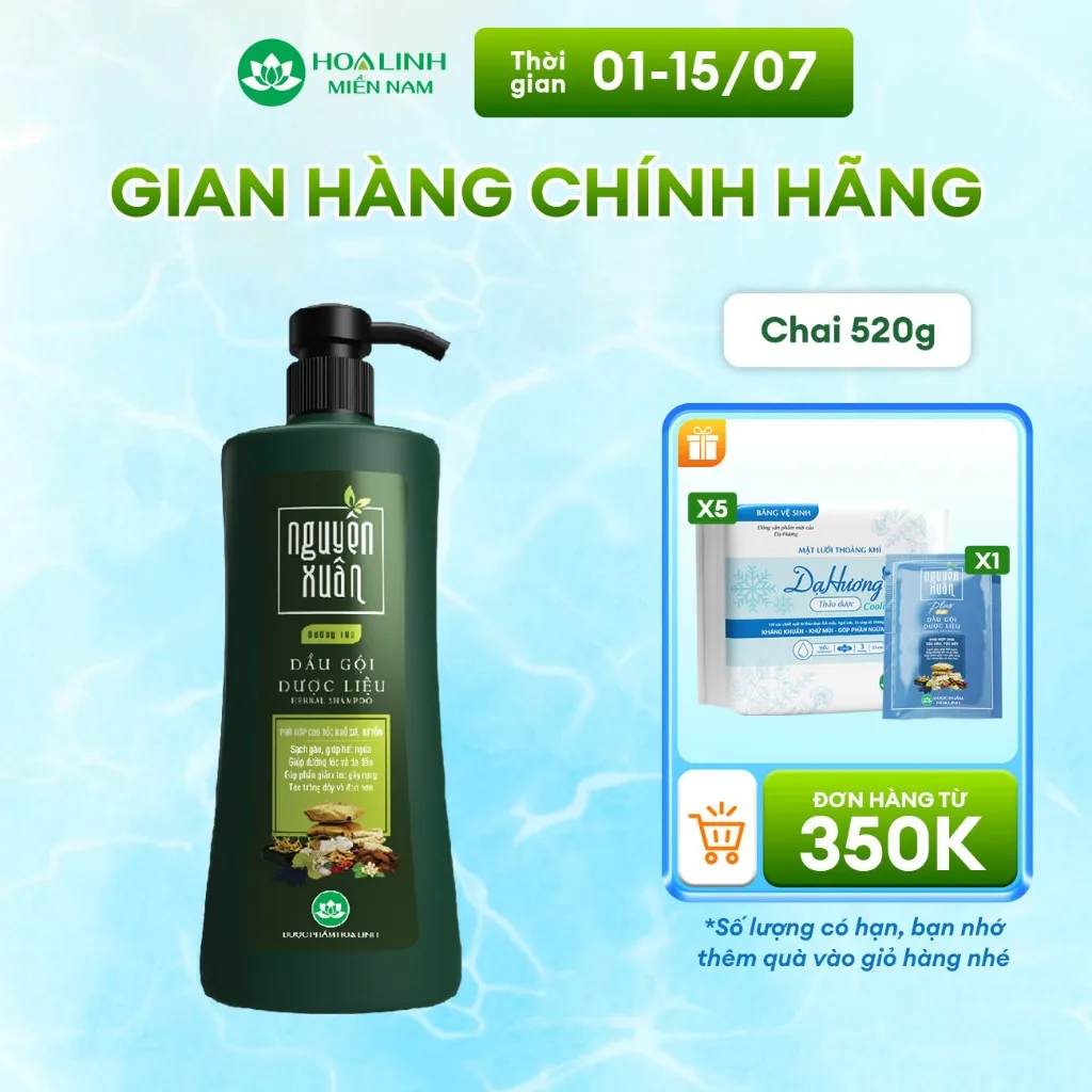 Dầu gội dược liệu Nguyên Xuân 450ml: Dưỡng tóc chuẩn thảo dược Việt
