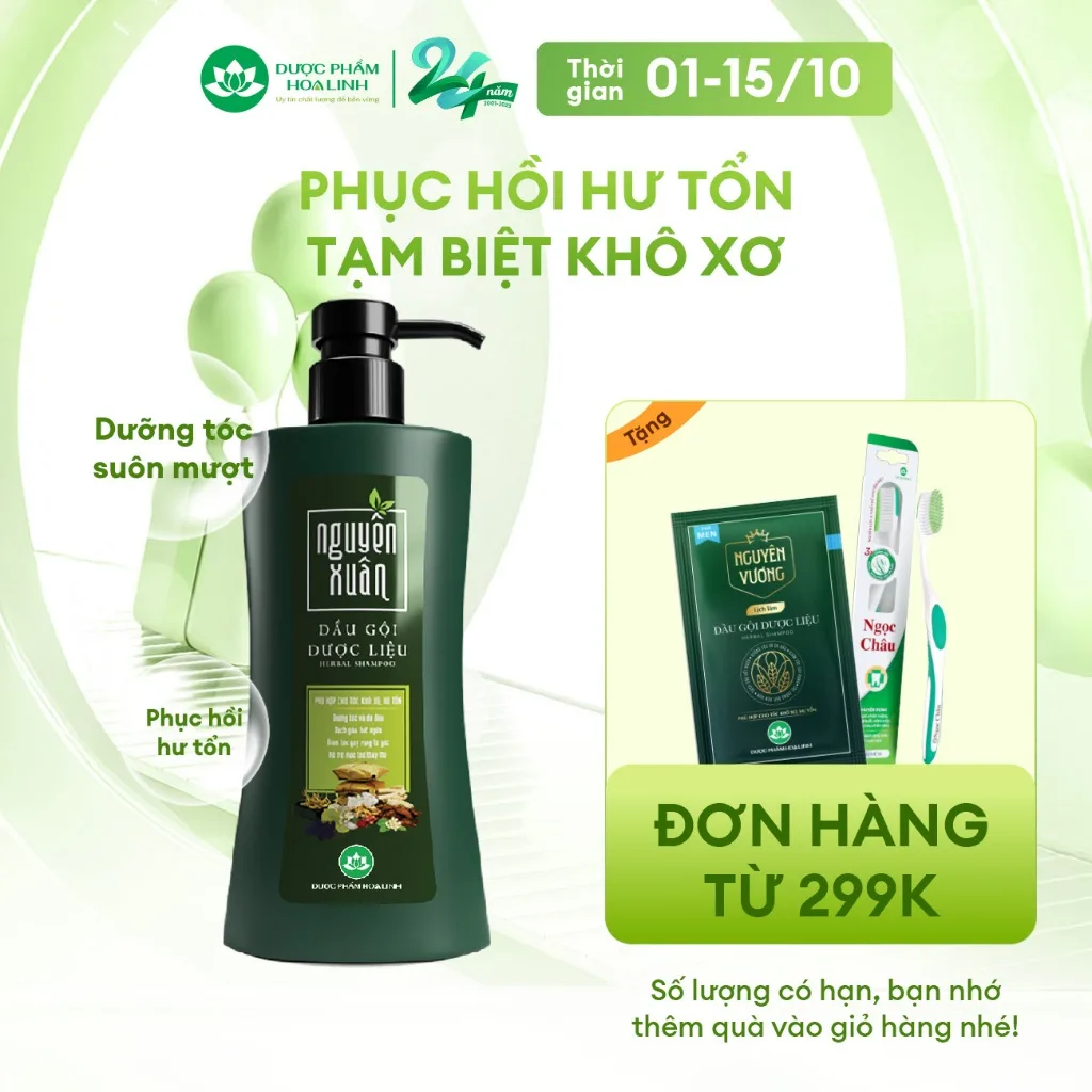 Dầu gội dược liệu Nguyên Xuân Xanh 350ml: Cứu tinh tóc khô xơ gãy rụng
