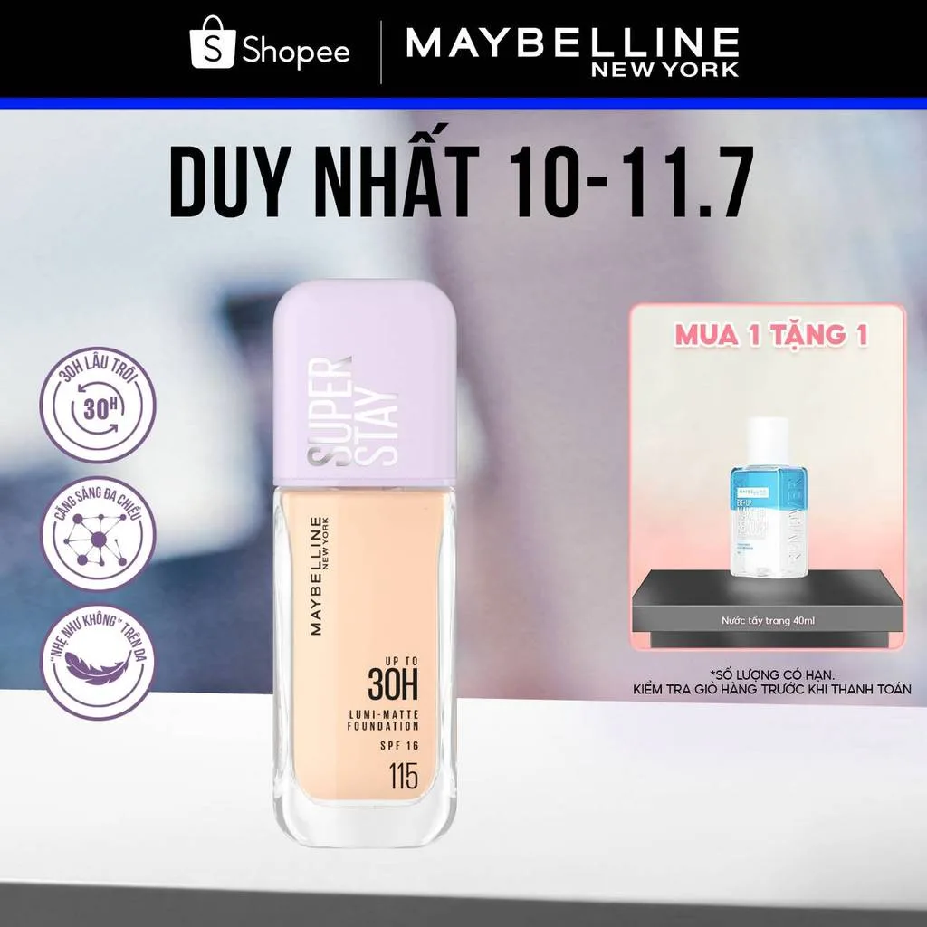 Kem nền Maybelline Superstay Lumi Matte 30H: Nền căng sáng bền cả ngày