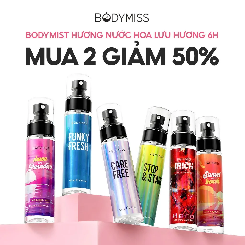 Bodymist BODYMISS unisex lưu hương 6H: xịt thơm quốc dân học đường?