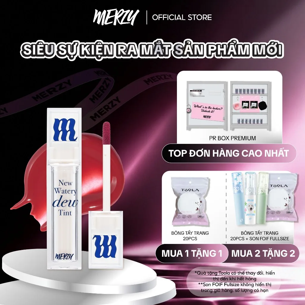 Son Merzy The Watery Dew Tint Ver 4: Môi căng mọng chuẩn Hàn giá 99K