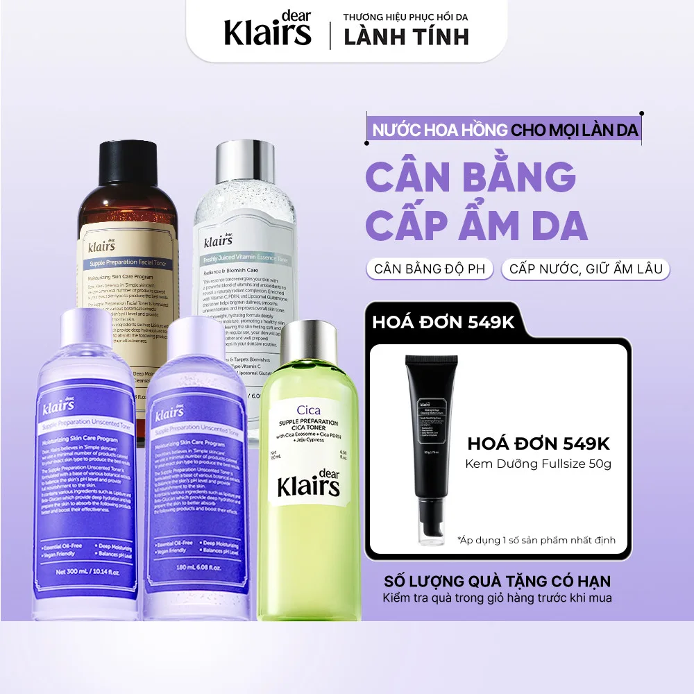 Nước hoa hồng Klairs Supple Preparation Unscented Toner 180ml có gì hot?
