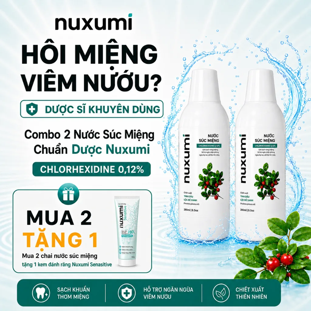 Combo 2 Nước Súc Miệng Nuxumi Chlorhexidine 0.12% 280ml