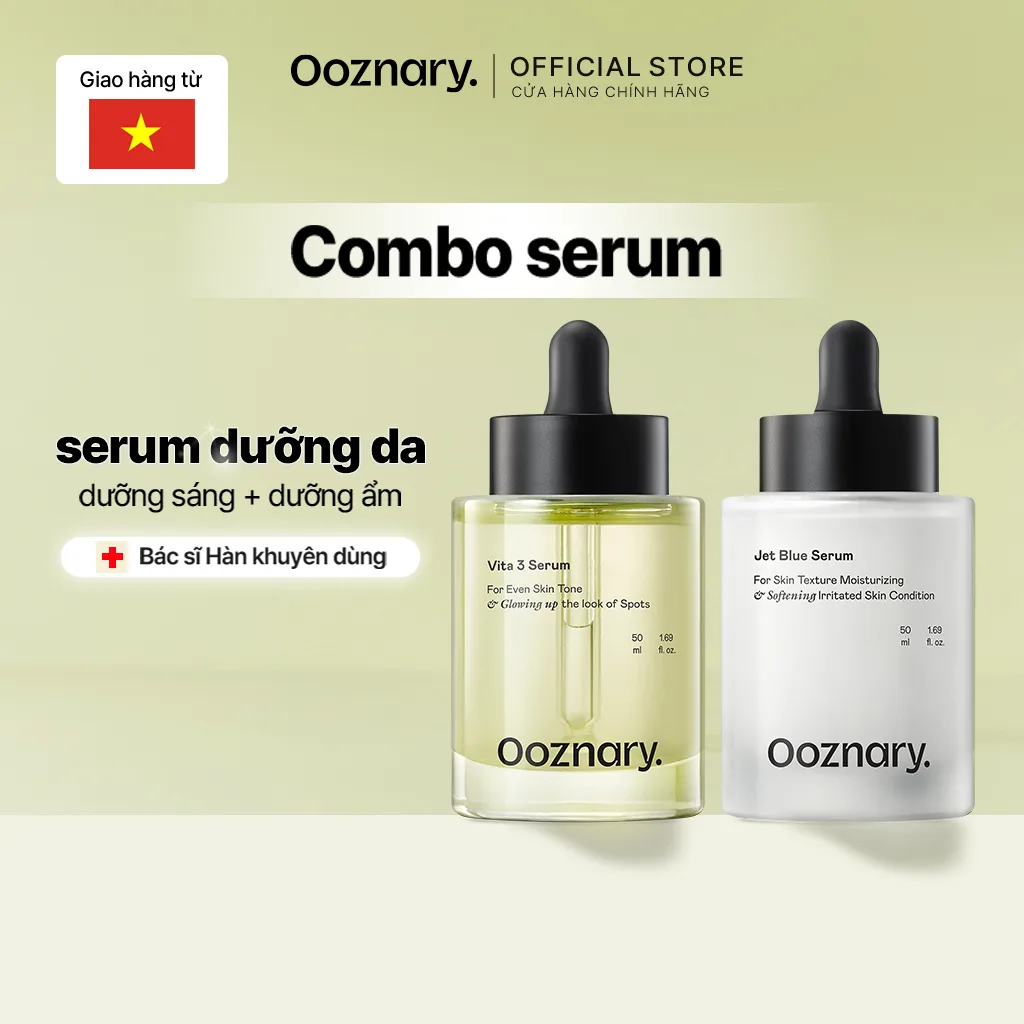 Review Combo Serum Ooznary Vita3 & Jet Blue: Làn da sáng mịn, phục hồi sau 30+