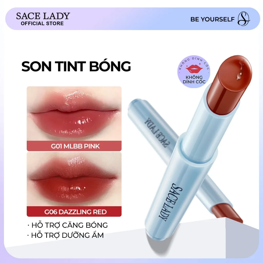 Son Tint Bóng SACE LADY: Môi căng bóng như gương chỉ với một lần thoa