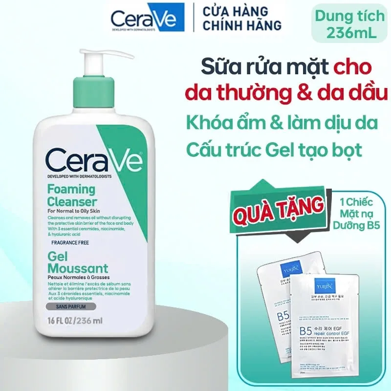 Sữa rửa mặt CeraVe 236ml: dịu nhẹ cho da dầu mụn lẫn da khô