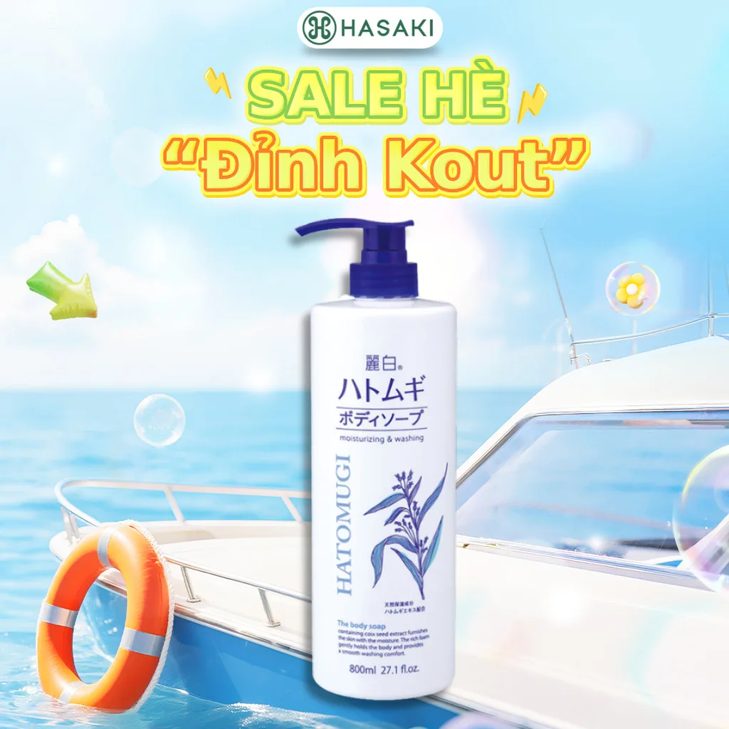 Sữa tắm HATOMUGI Moisturizing & Washing 800ml: Dưỡng ẩm, sáng da mịn màng